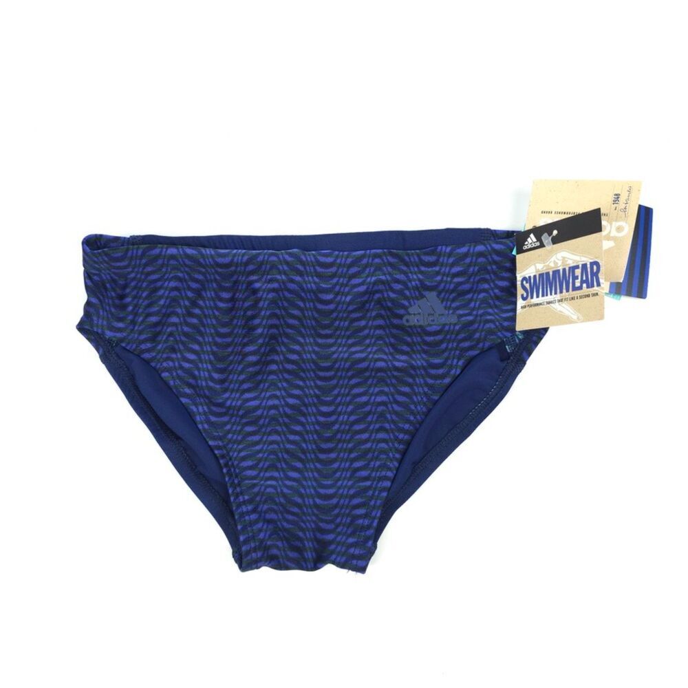 NWT Adidas Classic Swim Briefs Navy Blue Print Athletic Sporty Water Polo Swim